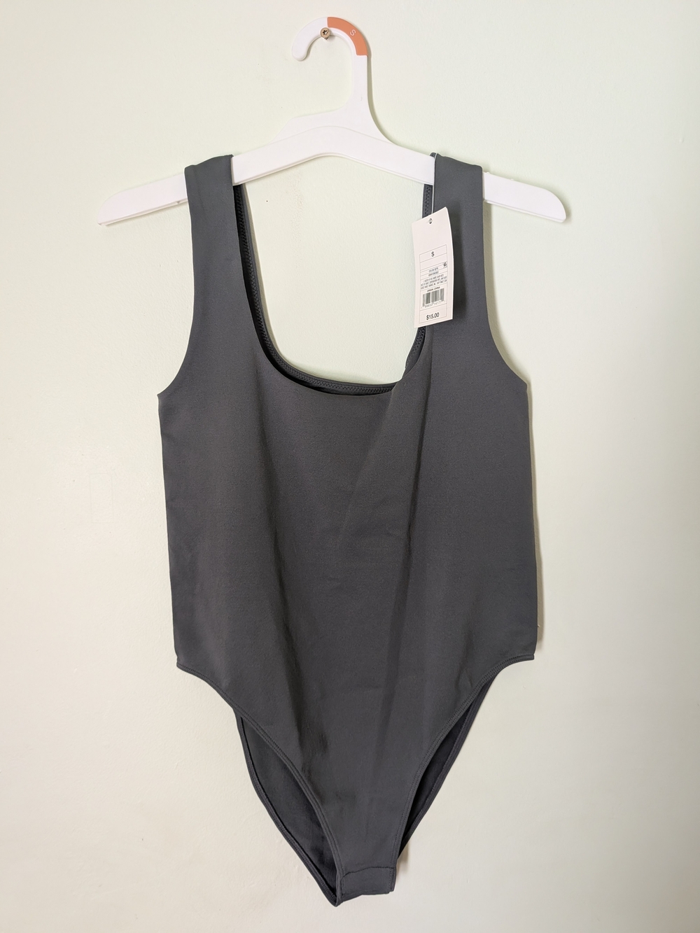 Minimalist Lagenlook Gray Scoop Neck Bodysuit NWT Size Small A New Day